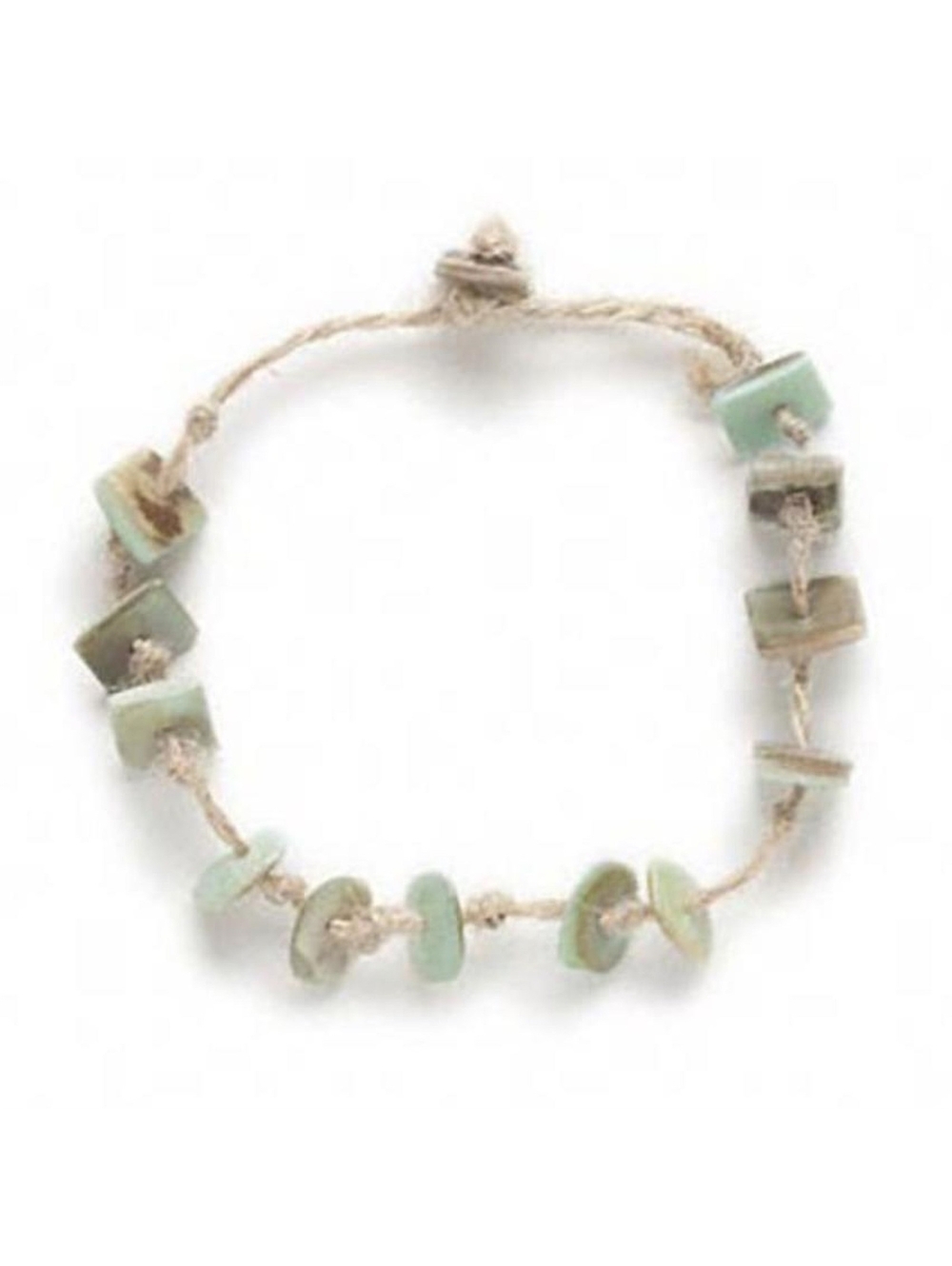 Handcrafted Philippines Abalone Shell Hemp Cord Knotted Button Clasp Bracelet